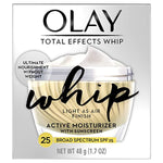 Whip Light Face Moisturizer by Olay Total Effects, Anti Aging Face Cream, SPF 25 for Even Skin Tone with Vitamins C, E, B3 & B5, 1.7 Oz